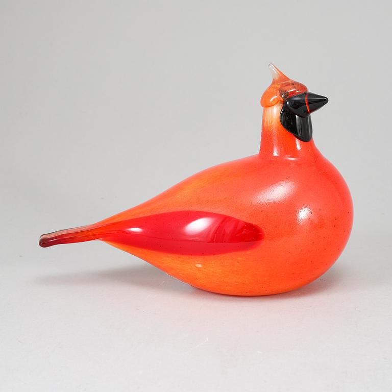 OIVA TOIKKA, glasfågel, Red Cardinal (Kardinaali),  signerad O. Toikka Nuutajärvi.