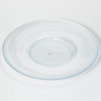 Edward Hald, skål på fat, glas, Orrefors 1930.