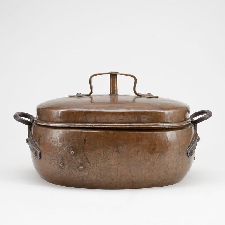 GRYTA MED LOCK, koppar, 1800-talets början.