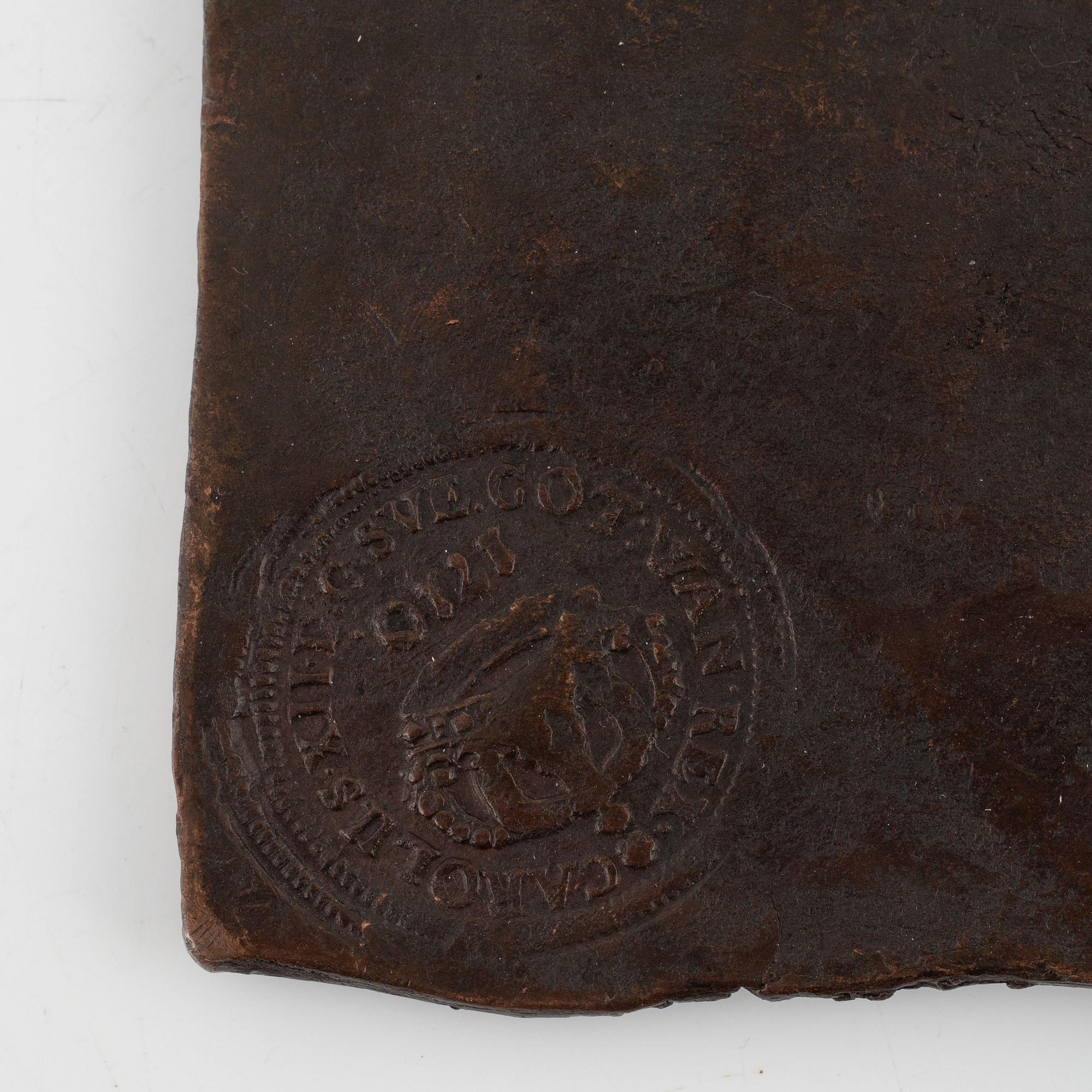 Karl XII, plåtmynt, 2 daler silvermynt, Avesta 1710.