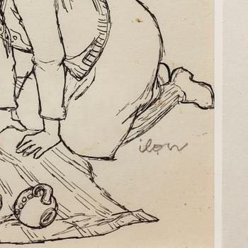 ILON WIKLAND, ink on paper, signed.