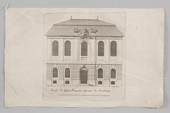 JEAN ERIC REHN, 4 gravyrer, efter Carl Hårleman, 1700-talets andra hälft.