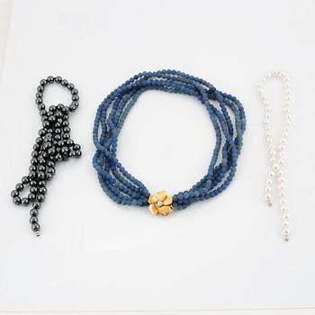 OLE LYNGGAARD, Charlotte Lynggaard, clasp with diamond, with threen necklaces included.