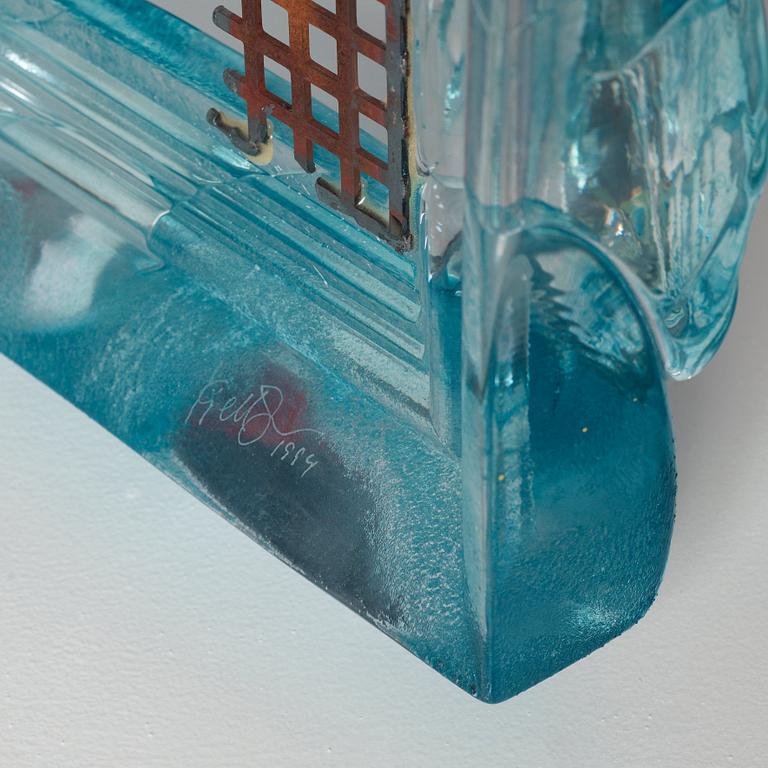 A unique Kjell Engman wall glass sculpture, Kosta Boda 1994.