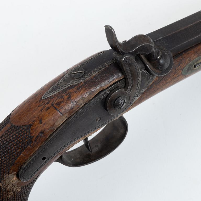 A mid 19th Century rifled percussion pistol.
