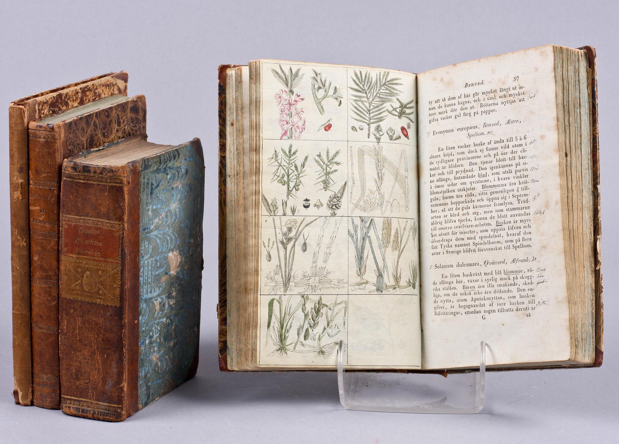 BÖCKER, 4 st, botanik resp naturvetenskap, bla "Handbok för Skogshushållare" av IAD Ström, Stockholm 1830.