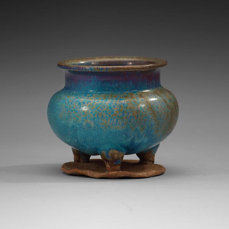 A Chün glazed tripod censer, Song dynasty (960-1279).