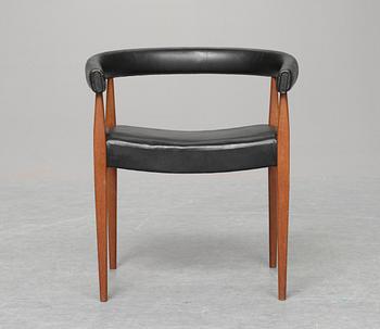 A Nanna Ditzel teak and leather chair, Kolds Savvaerk, Denmark.