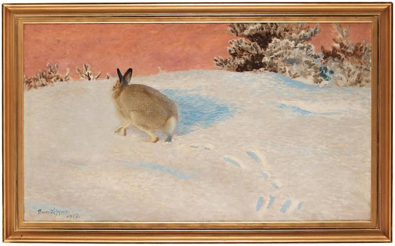 Bruno Liljefors, Hare on winter landscape.