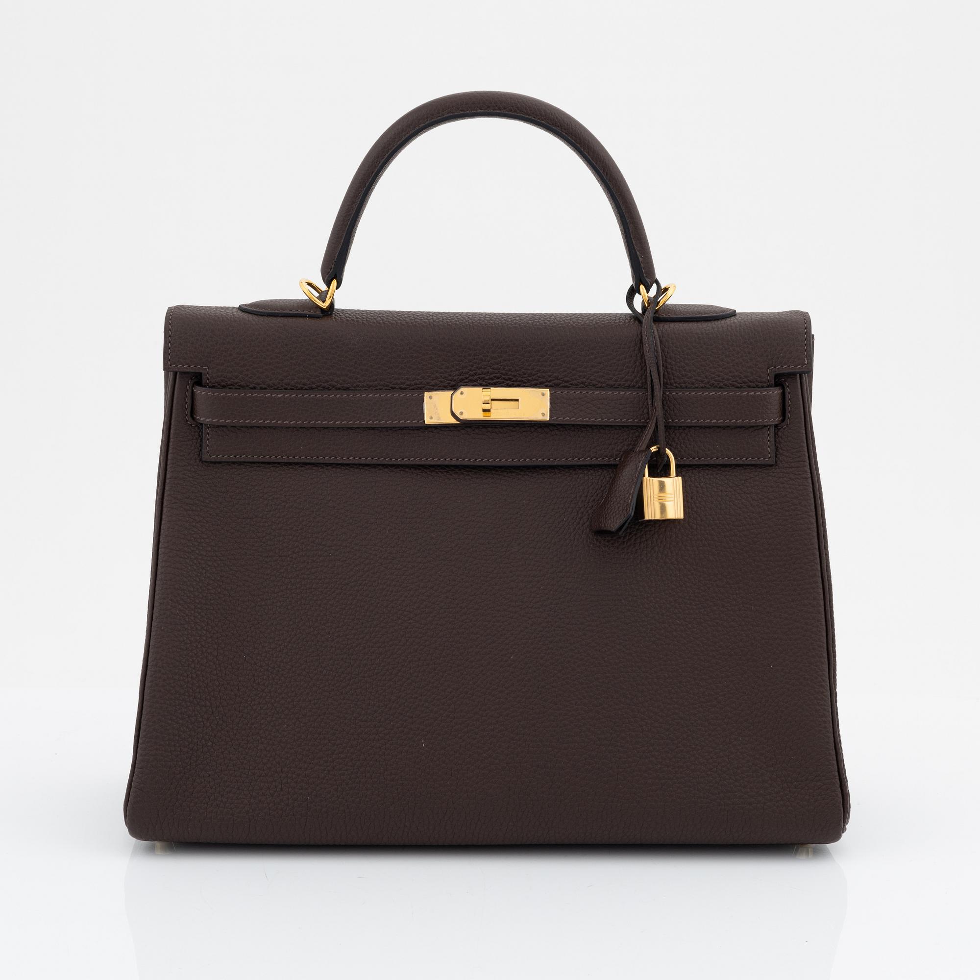 Hermès, a brown clemence leather and gold hardware 'Kelly 35', 2013.