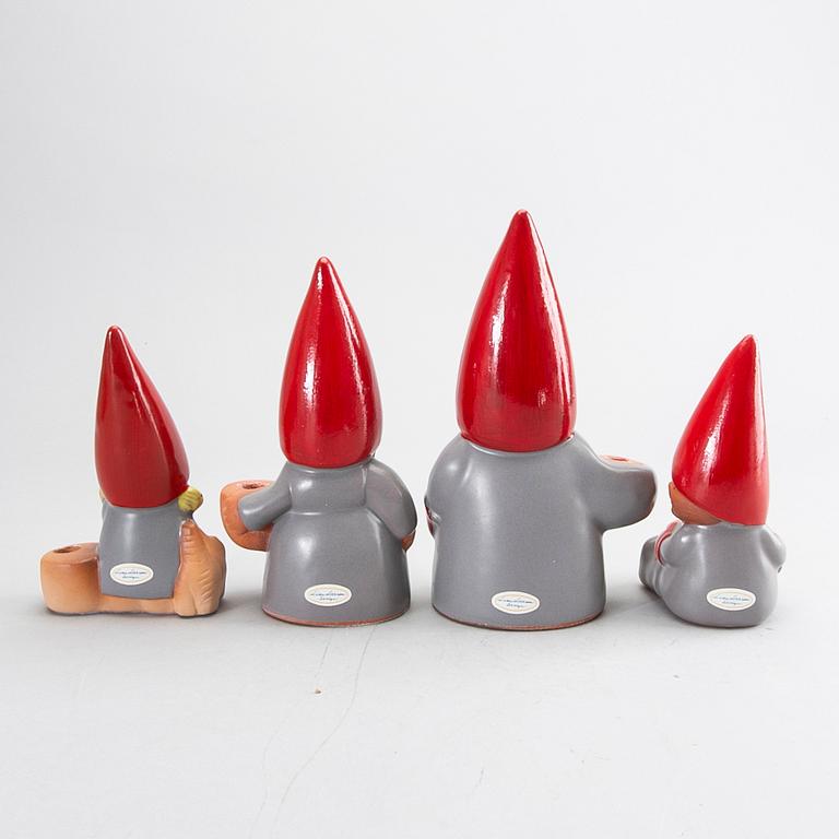 LISA LARSON, four stoneware figurines/candlesticks, Gustavsberg, second half of the 19th century.