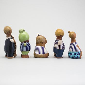 LISA LARSON, five stoneware figurines, "Larsons ungar", Gustavsberg. Designed in 1962.