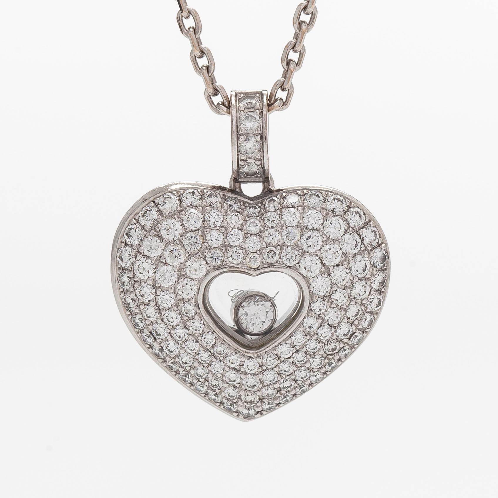 Chopard, halsband med hänge, hjärta "Happy Diamonds", 18K vitguld och diamanter.