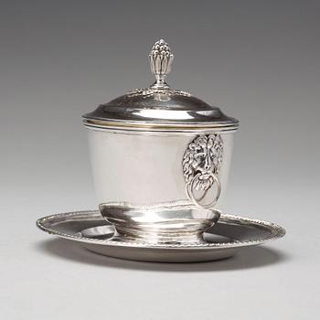 A Swedish 19th century parcel-gilt silver bowl and cover mark of Johan Petter Grönvall, Stockholm 1823.