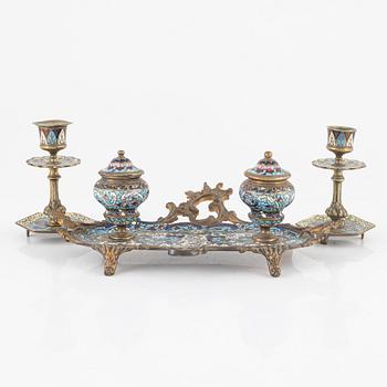 A Rococo-style cloisonné desk stand, early 20th century.