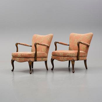 FÅTÖLJER, ett par, märkta Knolls Moderna Fåtöljer, 1940/50-tal.
