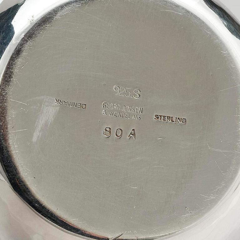 Georg Jensen, kaffeservis, 3 delar, sterling silver, Köpenhamn, Danmark, efter 1945, design nr 80A.