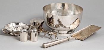 PARTI SILVER, 6 delar, bl.a. Georg Jensen, 1900-tal. Tot vikt ca 495 gram.