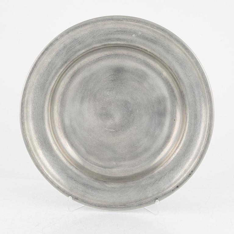 A group of eight Swedish pewter dishes, 18th-20th Century, including Mathias Norling, Jönköping, 1863.
