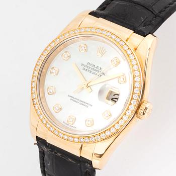 Rolex, Oyster Perpetual, Datejust, "Mother of Pearl Diamond Dial", wristwatch, 36 mm.