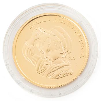 Guldmynt, 21,6 k, "Emil & Myssen", 10 Niue dollar, 2016.