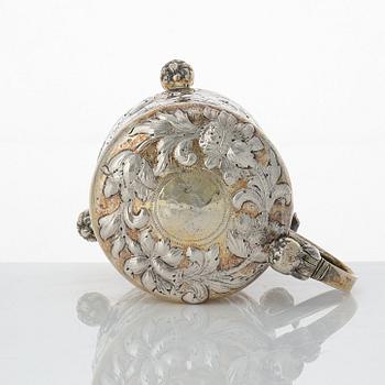 Johan Ståhle, miniatyrdryckeskanna, silver, (verksam i Stockholm 1677-1687 (1694)). Barock.