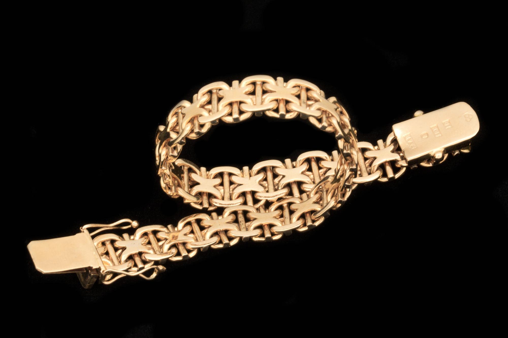 ARMLÄNK, 18 k guld, Stockholms Ädelsmide, Solna, 1959. Vikt ca 32g.