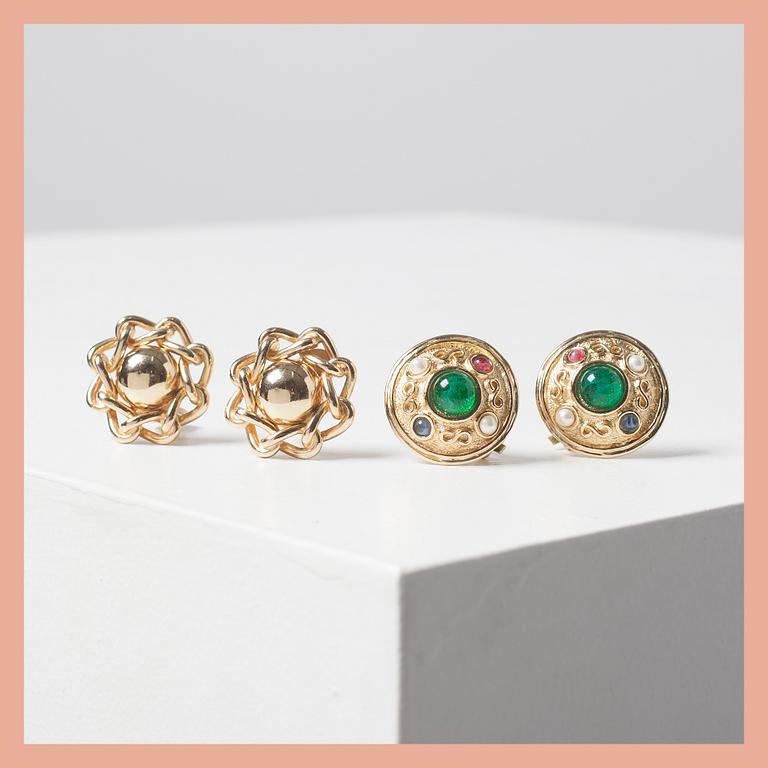 EARCLIPS, 2 pair, Christian Dior.
