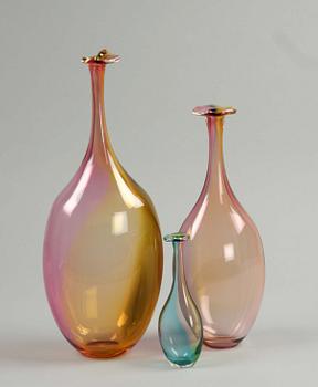 VASER, 3 st, glas, Kjell Engman, Kosta Boda, sign.