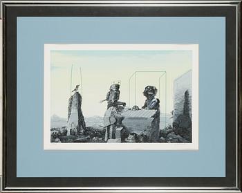 Juhani Linnovaara, litografi och serigrafi, signerad och numrerad 66/100.