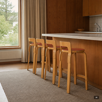 Alvar Aalto, four 'K65' barstools, Artek, Finland, 2004.