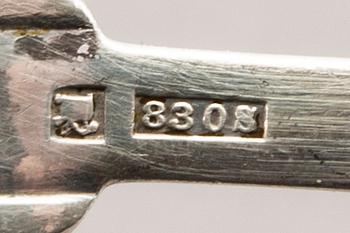 A Norwegian 20th century silver set of 48 pcs of cutlery mark of Oscar lassen total weight ca 1500 gr.