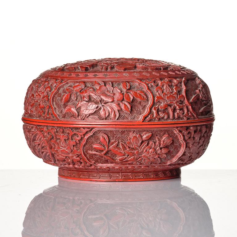 A red lacquer box, Qing dynasty, 19th century.