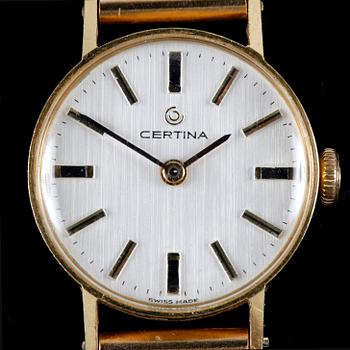 DAMARMBANDSUR, Certina, band X-länk18k guld. Tot.vikt 24,3g.