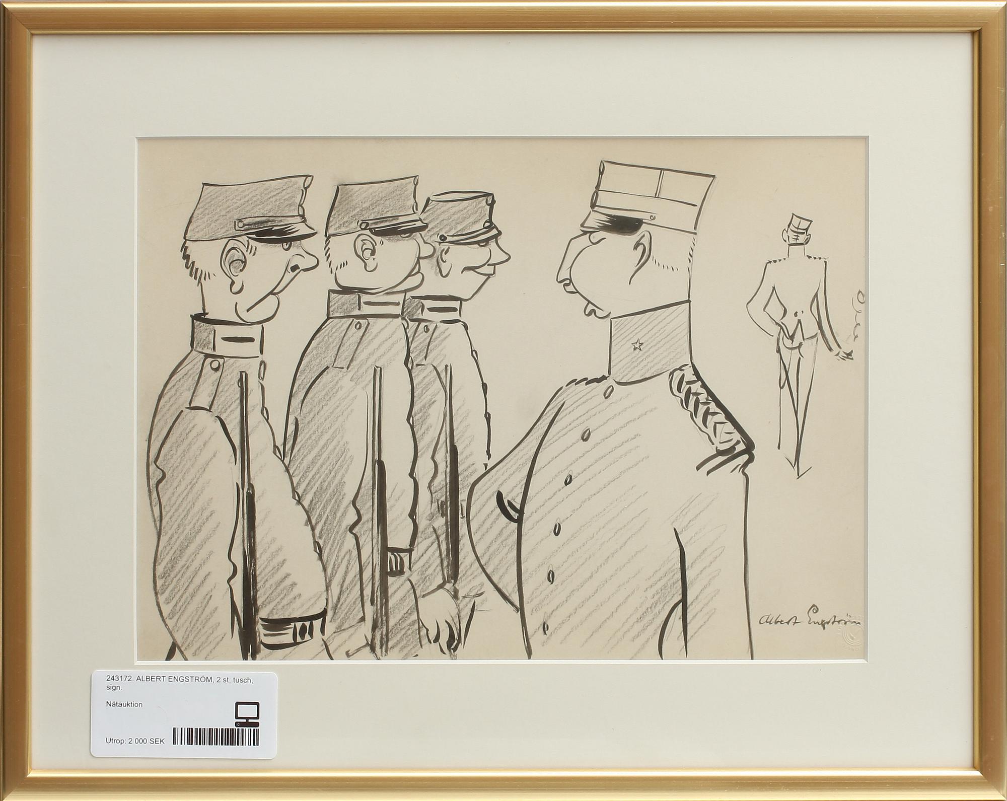 ALBERT ENGSTRÖM, tusch, 2 st, sign.