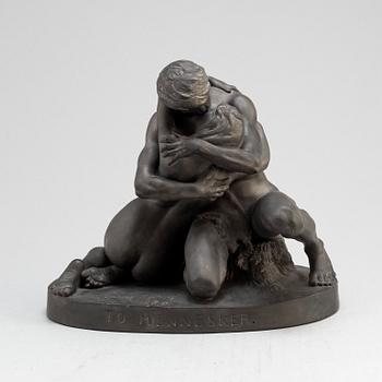 STEPHAN SINDING, after, a 'To Mennesker' sculpture, signed and dated 1889, 20th century.