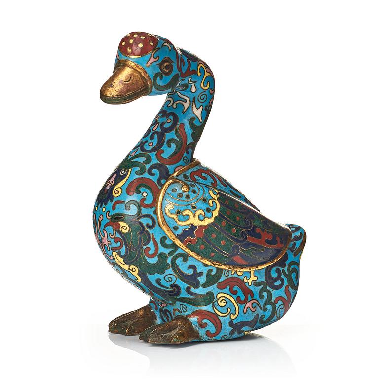 A cloissoné duck, Qing dynasty, 19th Century.