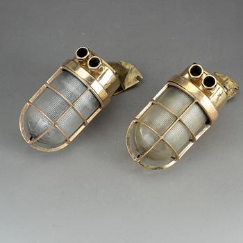 FARTYGSLAMPETTER, ett par, mässing, 1900-talets första hälft.