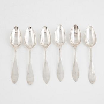 A set of six Swedish silver spoons, mark of Lars Beckman, Alingsås 1824.