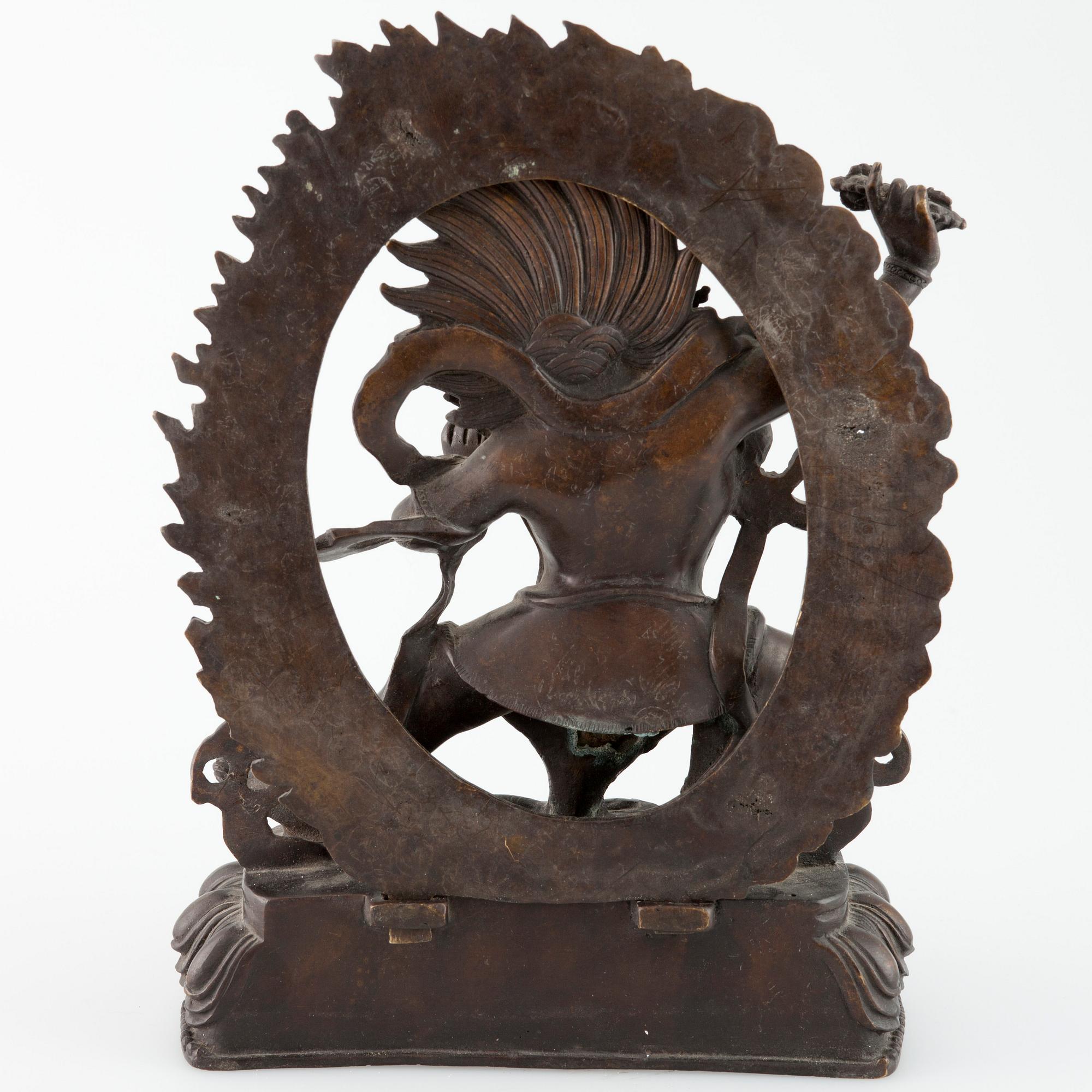 SKULPTUR, "Vajrapani", patinerad mässing, 1900-talets slut.
