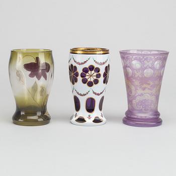 THREE 19TH CENTURY GERMAN GLASSES.