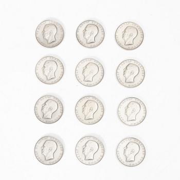 Medals, 12 pcs, silver, Sporrong, Stockholm 1937-1963.