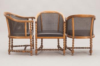 KARMSTOLAR, 3 st. NK.  1900-TALETS MITT.