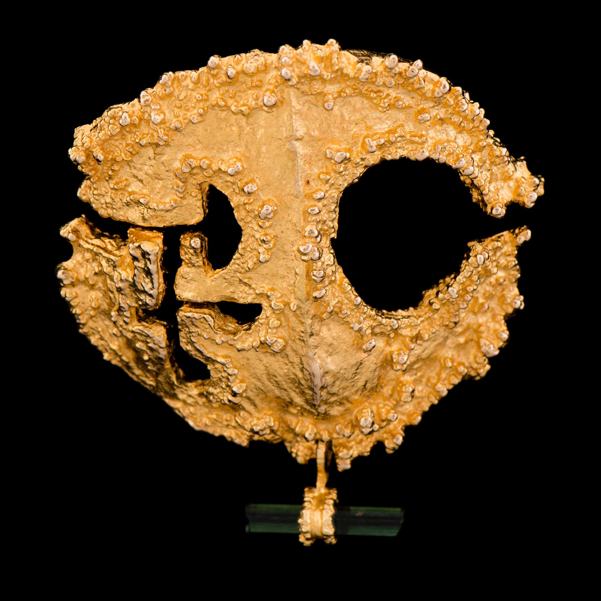Björn Weckström, BROSCH, "Inkornas sol", 14K guld, turmalin. Lapponia 1970.