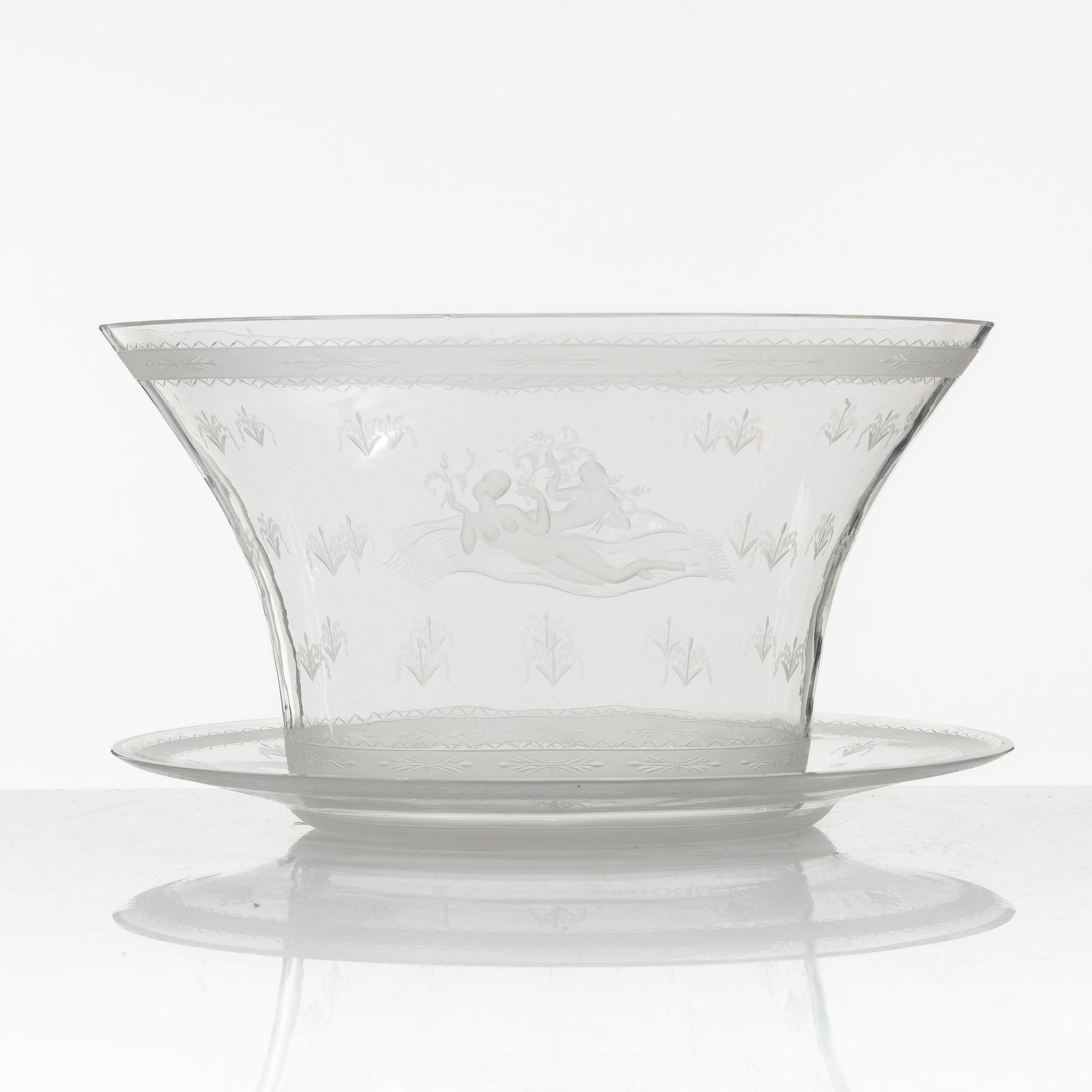 Edward Hald, skål med fat, modell 149, Orrefors.