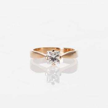 RING, 14K guld, diamant 1,01 ct H / VS1 enligt intyg. Vikt ca 3,9 g.