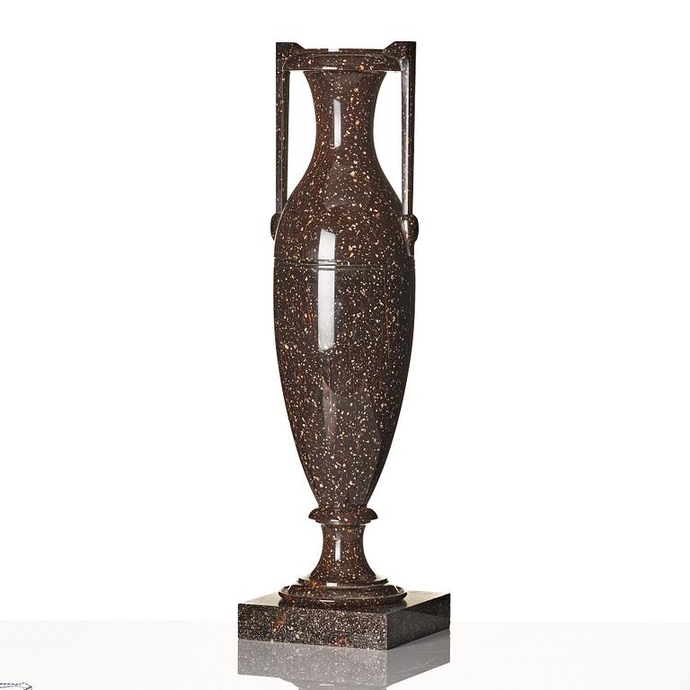 A Swedish Empire porphyry urn, first part of the 19th century.