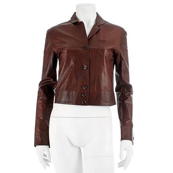 431. RALPH LAUREN, a brown lambskin leather jacket, size 6.