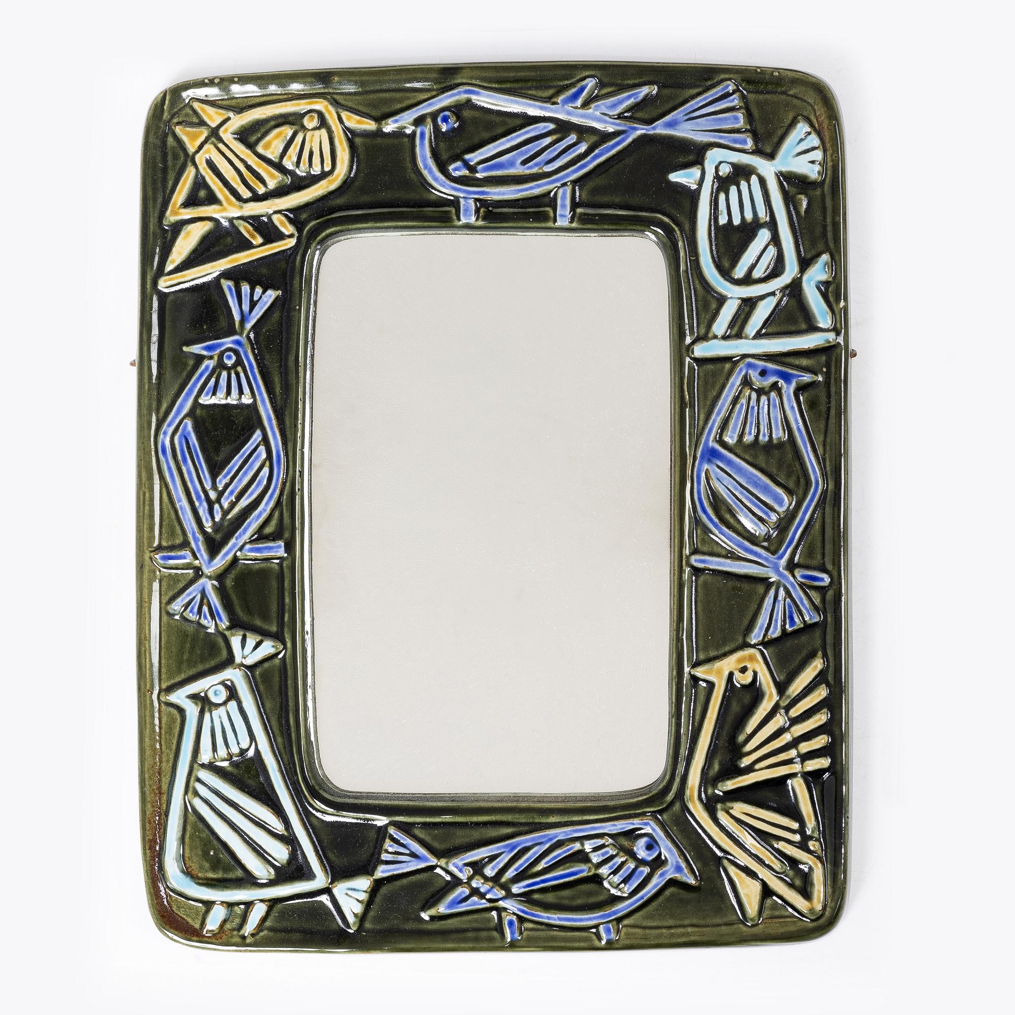 Lisa Larson, three stoneware wall reliefs and a mirror, Gustavsberg.