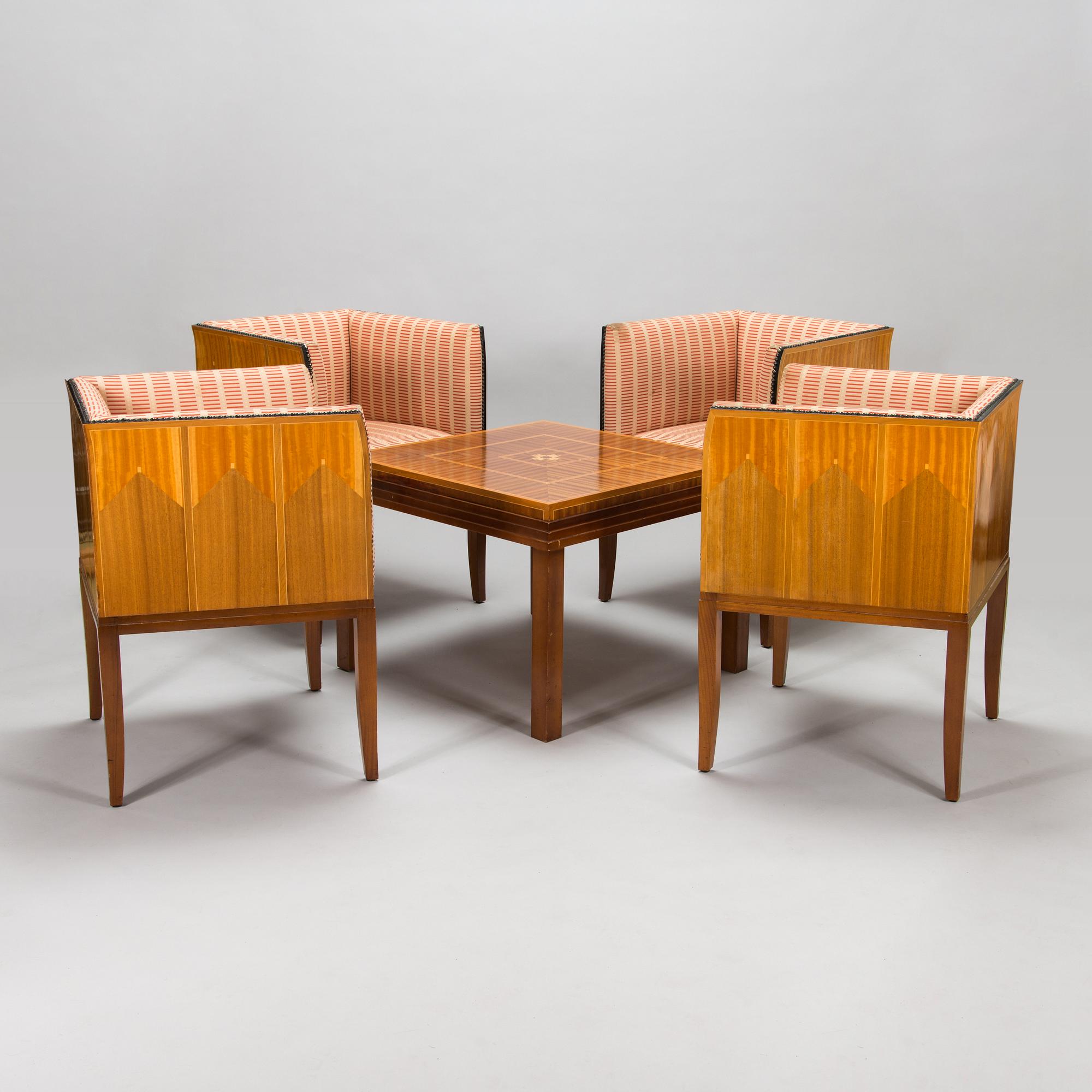 Eliel Saarinen, a late 20th-century 5-piece 'Saarinen house' furniture suite, Adelta oy, Finland.